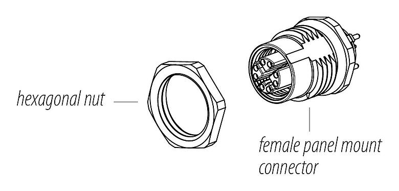инструкция по сборке M12 Фланцевая розетка, Количество полюсов: 8, экранируемый, THT, IP67, UL, M16x1,5, Монтаж задней стенки