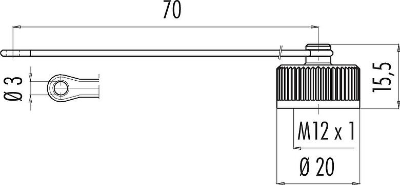 Scale drawing Protecting cap, IP67, with retaining strap