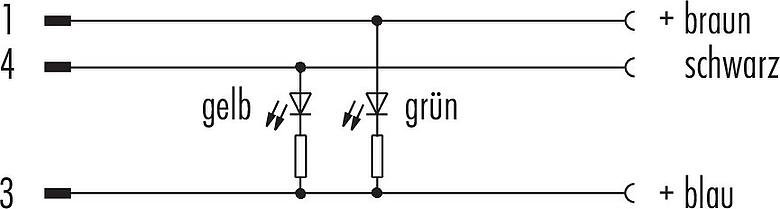 Belegungspläne M12/M8 Kabelstecker - Winkeldose, Polzahl: 3, ungeschirmt, am Kabel angespritzt, IP67/IP69K, PUR, schwarz, 3 x 0,25 mm², mit LED PNP, 2 m