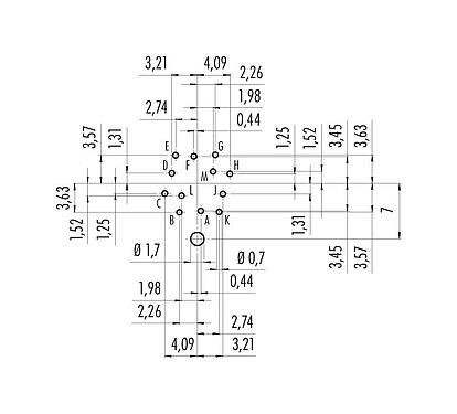 Geleiderconfiguratie 09 0131 290 12 - M16 Male panel mount connector, aantal polen: 12 (12-a), schermbaar, THT, IP67, UL, aan voorkant verschroefbaar