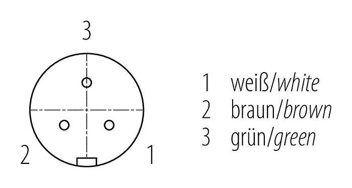 Uspořádání kontaktů (strana zástrčky) Snap-In Úhlový box, : 3, 4,0-6,0 mm, nestíněný, pájka, IP67