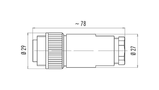 스케일 드로잉 99 0201 110 07 - RD24 케이블 커넥터, 콘택트 렌즈: 6+PE, 8.0-10.0mm, 차폐되지 않음, 크림프(크림프 접점은 별도로 주문해야 함), IP67, PG 11