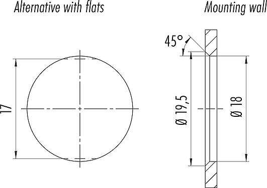 Instructions de montage / Découpe du panneau Snap-In Embase femelle, Contacts: 12, non blindé, souder, IP54, Montage frontal