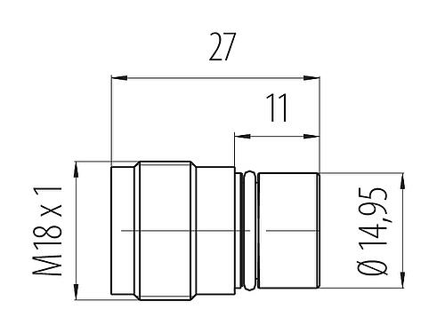 Schaaltekening M18 Male chassideel, aantal polen: 4, onafgeschermd, soldeer, IP67