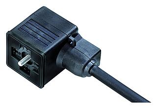 Female magneetventielstekker, aantal polen: 3+PE, onafgeschermd, aan de kabel aangegoten, IP67, PUR, zwart, 5 m