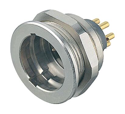 Abbildung Push Pull Flanschstecker, Polzahl: 4, ungeschirmt, löten, IP67, M21x1,0, Frontmontage