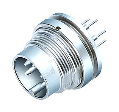 Illustration M16 Male panel mount connector, Contacts: 14 (14-b), unshielded, THT, IP40, M18x0,75, Rear mounting