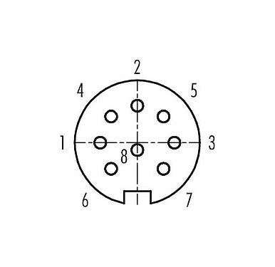 접점 배치(접속측) 바요넷 케이블 소켓, 콘택트 렌즈: 8, 3.0-6.0mm, 차폐되지 않음, 솔더, IP40