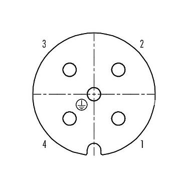 Contact arrangement (Plug-in side) RD30 Female cable connector, Contacts: 4+PE, 12.0-14.0 mm, unshielded, screw clamp, IP65, ESTI+, VDE