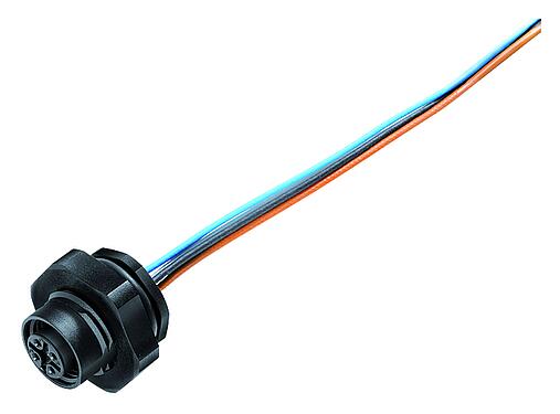 Ábrák M12 panelre szerelhető foglalat, : 8, árnyékolatlan, sodrott vezeték, IP67, UL 2238, PG 9, hátsó panel felszerelés