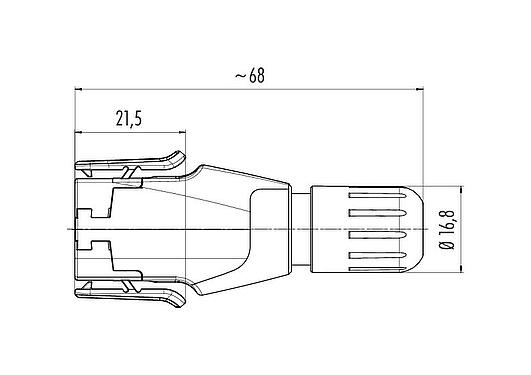 Scale drawing Snap-In Male cable connector, Contacts: 12, 6.0-8.0 mm, unshielded, solder, IP54