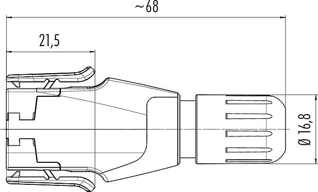 Dessin coté Snap-In Connecteur mâle, Contacts: 12, 6,0-8,0 mm, non blindé, souder, IP54