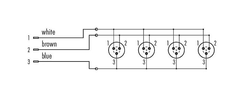 Kábel kialakítás Snap-In 4 utas elosztó, : 3, árnyékolatlan, csatlakoztatható, IP67