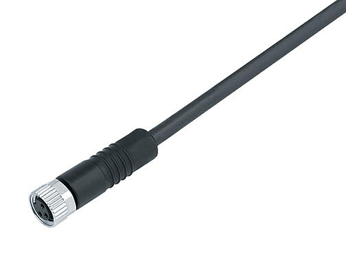 Illustration 77 3406 0000 50006-0200 - M8 Female cable connector, Contacts: 6, unshielded, moulded on the cable, IP67/IP69K, UL, PUR, black, 6 x 0.25 mm², 2 m