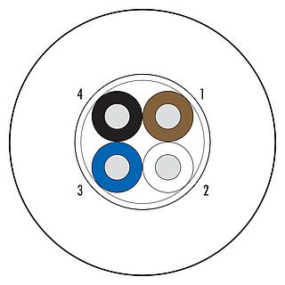 Kabel, antal poler: 4 ledningar, skärmad, Standard, PVC, grå, 4 x 0,34 mm², 100 m