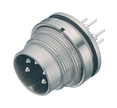 Abbildung M16 Flanschstecker, Polzahl: 3 (03-a), ungeschirmt, THT, IP67, UL 2238, M18x0,75, Rückwandmontage