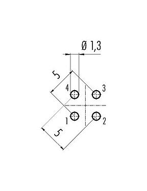导体结构 86 0131 0000 00004 - M12 针头法兰座, 极数: 4, 非屏蔽, THT, IP68, UL, PG 9
