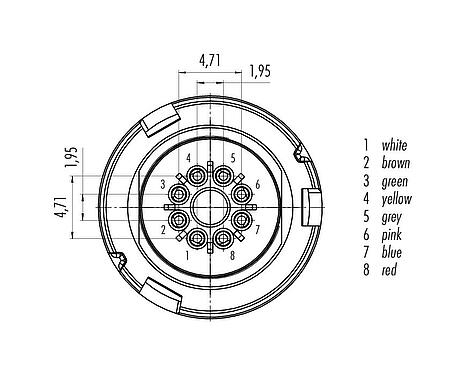 Contact arrangement (Plug-in side) Bayonet Male cable connector, Contacts: 8, unshielded, solder, IP67, PVC, grey, 8 x 0.25 mm², 5 m