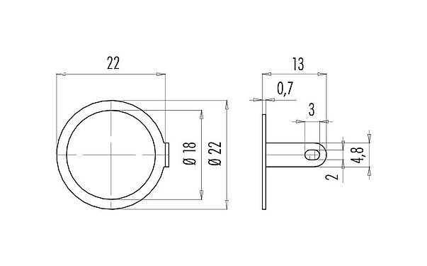 Maßzeichnung M16 Lötösenring, IP67