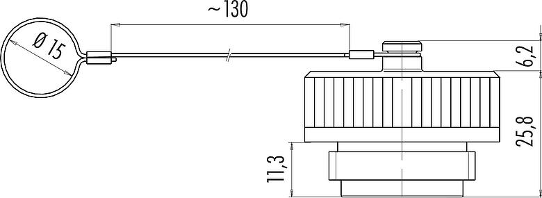 Maßzeichnung Schutzkappe, IP65, für Kabeldose