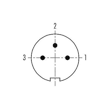 Disposition des contacts (Côté plug-in) Push Pull Embase mâle, Contacts: 3, non blindé, souder, IP40, M14x0,5, Montage frontal