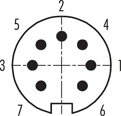 Contact arrangement (Plug-in side) Bayonet Male cable connector, Contacts: 7, 3.0-6.0 mm, unshielded, solder, IP40