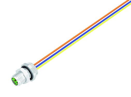 Ábrák M8 panelre szerelhető csatlakozó, : 4, árnyékolatlan, sodrott vezeték, IP67, M8x1,0, hátsó panel felszerelés