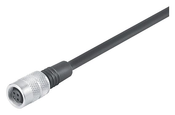 Abbildung M9 Kabeldose, Polzahl: 8, ungeschirmt, am Kabel angespritzt, IP67, PUR, schwarz, 8 x 0,14 mm², 2 m
