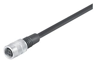 M9 Kabeldose, Polzahl: 8, ungeschirmt, am Kabel angespritzt, IP67, PUR, schwarz, 8 x 0,14 mm², 5 m