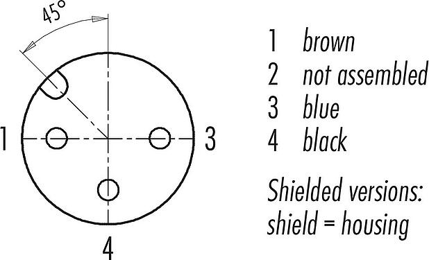 Contact arrangement (Plug-in side) M12 Female cable connector, Contacts: 3, shielded, moulded on the cable, IP67, UL 2238, PVC, grey, 3 x 0.34 mm², 2 m