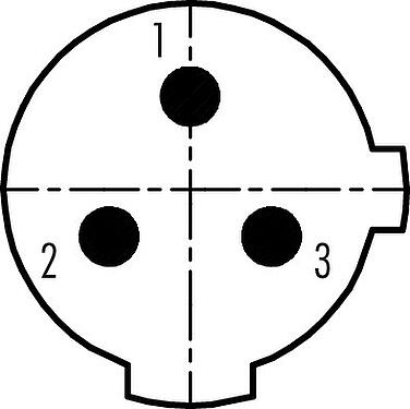 Disposition des contacts (Côté plug-in) M12 Encastrable mâle, Contacts: 2+PE, non blindé, souder, IP67, UL