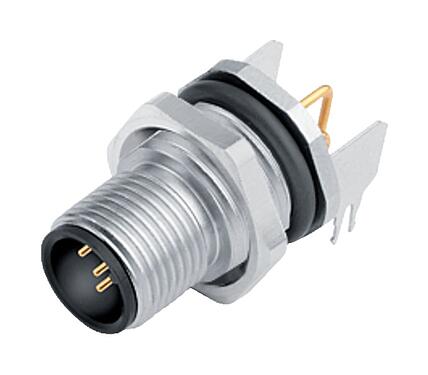 插圖 M12 針頭法蘭座, : 4, 可接遮罩, THT, IP68, UL 2238, PG 9, 後壁安裝, 模压