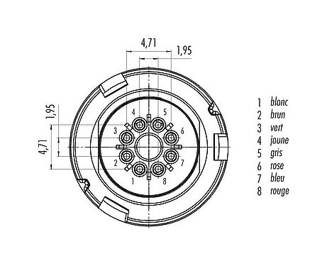 Disposition des contacts (Côté plug-in) Baïonnette Connecteur mâle, Contacts: 8, non blindé, souder, IP67, PVC, gris, 8 x 0,25 mm², 5 m