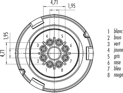 Disposition des contacts (Côté plug-in) Baïonnette Connecteur mâle, Contacts: 8, non blindé, souder, IP67, PVC, gris, 8 x 0,25 mm², 5 m