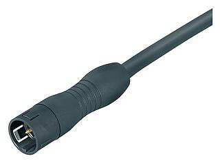 Snap-In Male cable connector, Contacts: 3, unshielded, moulded on the cable, IP67, VDE, PUR, black, 3 x 0.75 mm², 2 m