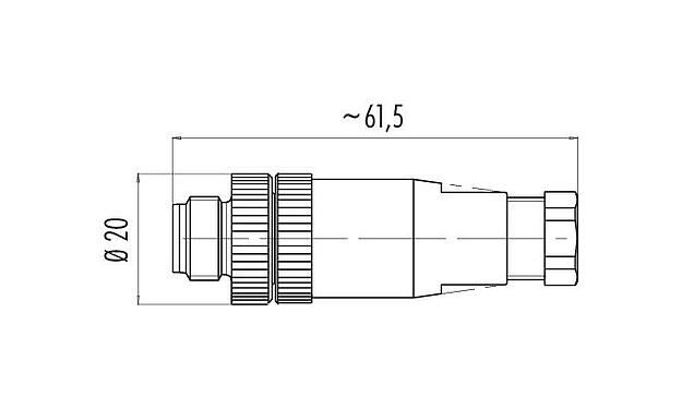 縮尺図 99 2429 12 03 - 1/2 UNF オスコネクタケーブル, 極数: 2+PE, 6.0-8.0mm, 非シールド, ねじ圧着, IP67, UL