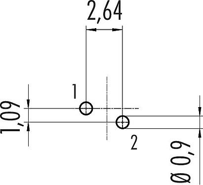 导体结构 M9 孔头法兰座, 极数: 2, 非屏蔽, THT, IP67, M12x0.5, 後壁安裝