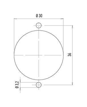 Assembly instructions / Panel cut-out Bayonet Male panel mount connector, Contacts: 7, unshielded, solder, IP40, Front mounting