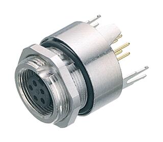 M9 Female panel mount connector, aantal polen: 8, schermbaar, THT, IP67, M12x0,5, Achterwandmontage, gegoten