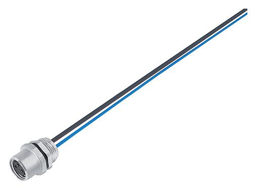 Illustration M8 Female panel mount connector, Contacts: 3, unshielded, single wires, IP67, UL 2238, M10x0.75, Front mounting, potted