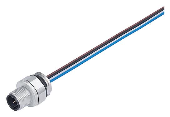 插圖 M12 針頭法蘭座, : 12, 非遮罩, 帶導線, IP68, UL 2238, M16x1.5, 板前安裝, 可定位的編碼排列