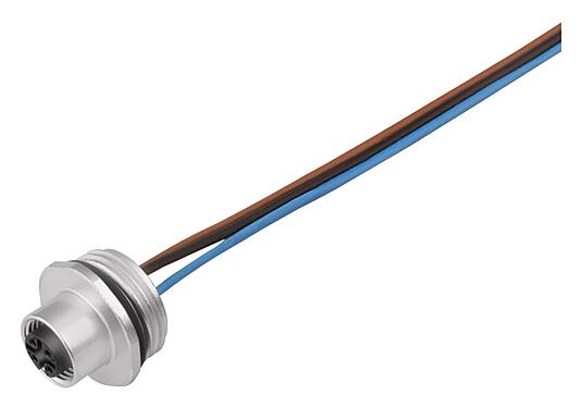 Ilustrace M12 Přírubová zásuvka, : 12, nestíněný, Splétané vodiče, IP68, UL 2238, M20x1,5, Přední montáž