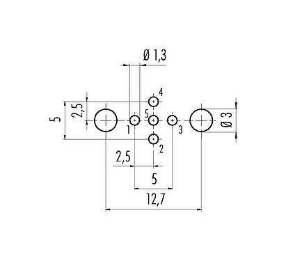 導體佈局 M12 針頭法蘭座, : 5, 可接遮罩, THT, IP68, UL 2238, PG 9, 後壁安裝, 模压