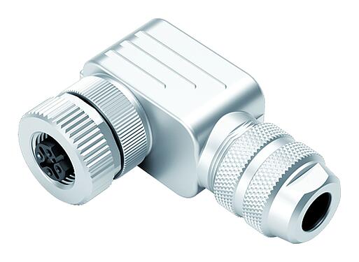 插圖 M12 彎角孔頭電纜連接器, : 5, 6.5-8.5mm, 可接遮罩, 螺釘接線, IP67, UL 2238