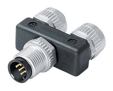Abbildung M12 Zweifachverteiler, Y-Verteiler, Stecker - 2 Dosen, Polzahl: 5, ungeschirmt, steckbar, IP68, UL 2238