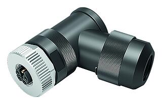 M12 メス アングルコネクタ, 極数: 4+PE, 8.0-13.0mm, 非シールド, ねじ圧着, IP67, UL 2238