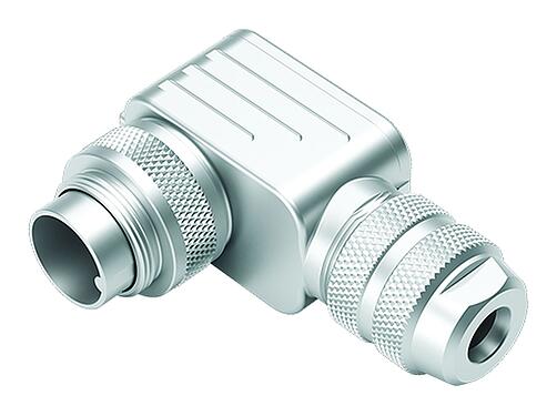 Illustration M16 Male angled connector, Contacts: 4 (04-a), 4.0-6.0 mm, shieldable, crimping (Crimp contacts must be ordered separately), IP67, UL 2238