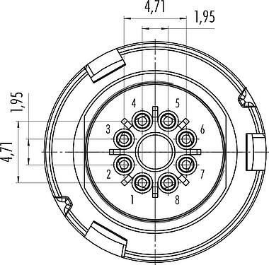 Disposition des contacts (Côté plug-in) Baïonnette Connecteur mâle, Contacts: 8, 6,0-8,0 mm, non blindé, souder, IP67