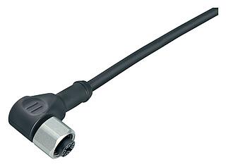 M12 Úhlový box, : 4, nestíněný, vylisované na kabelu, IP67/IP69K, UL 2238, PUR, černá, 4 x 0,34 mm², Nerezová ocel, 2 m