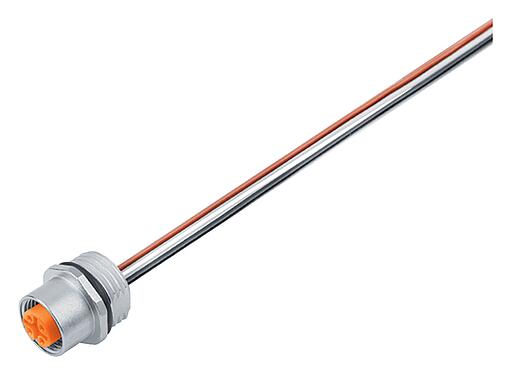 Ábrák M12 panelre szerelhető foglalat, : 5, árnyékolatlan, sodrott vezeték, IP68, UL 2238, M16x1,5, elülső rögzítés